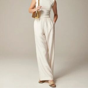 NWOT J. Crew Stratus pant in textured satin, ivory, medium